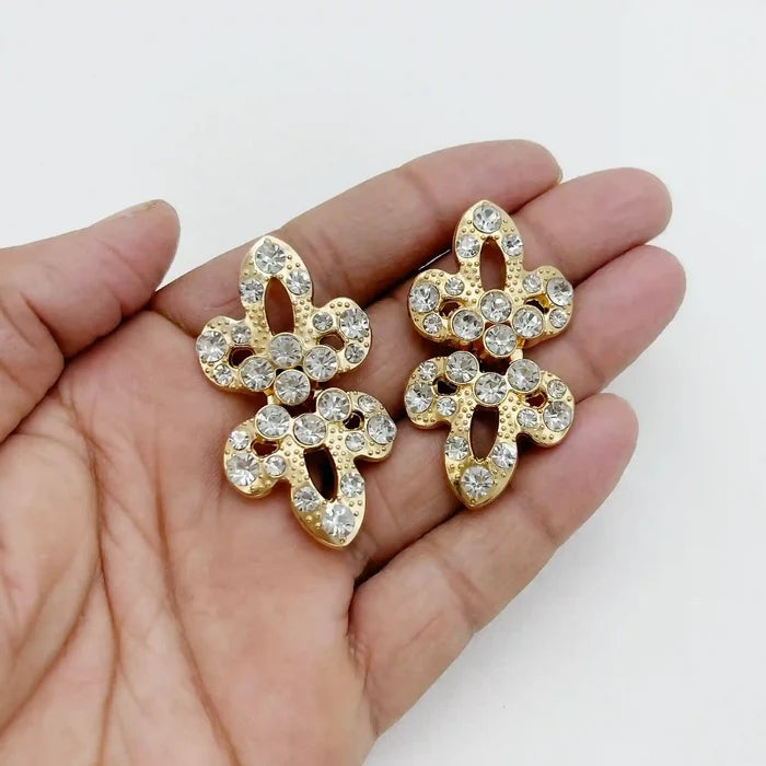 2 Pair | Radiant Crystal Butterfly Metal Frog CLosure Buttons
