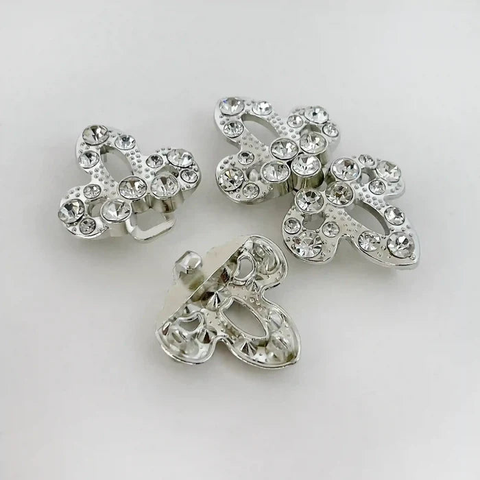 2 Pair | Radiant Crystal Butterfly Metal Frog CLosure Buttons