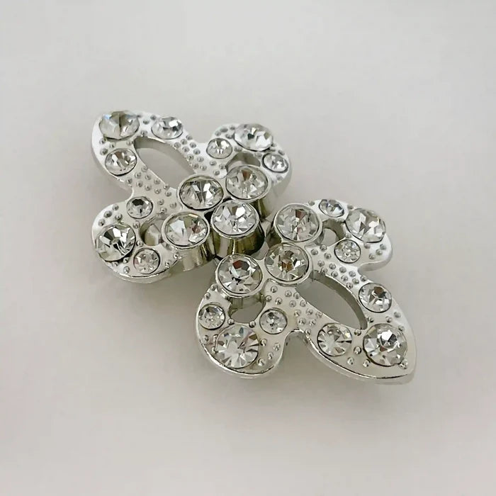 2 Pair | Radiant Crystal Butterfly Metal Frog CLosure Buttons