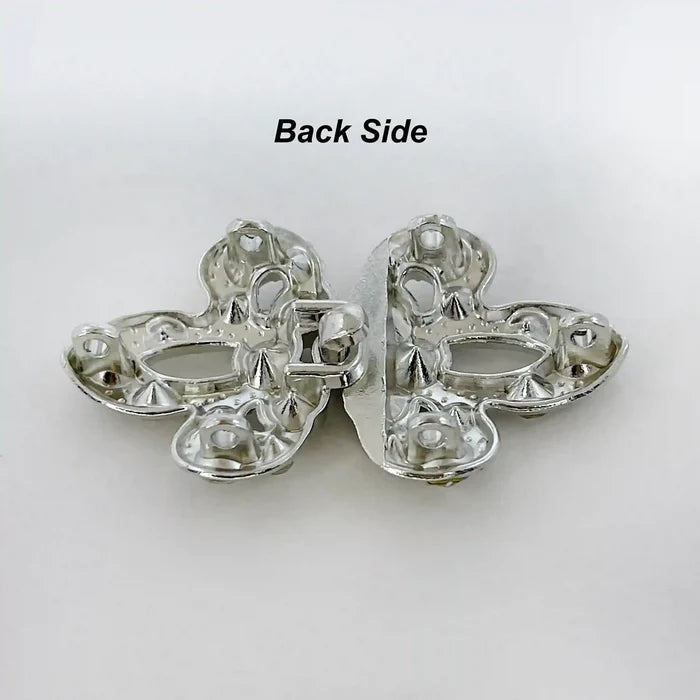 2 Pair | Radiant Crystal Butterfly Metal Frog CLosure Buttons