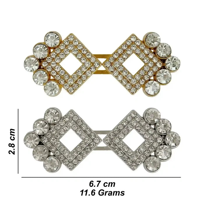 2 Pair | Rhinestone Square Frog Closure Buttons