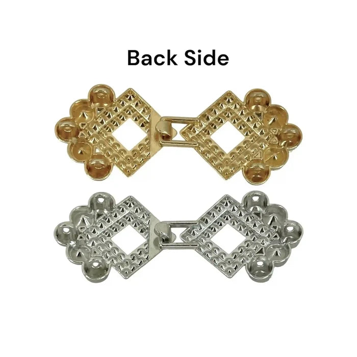 2 Pair | Rhinestone Square Frog Closure Buttons