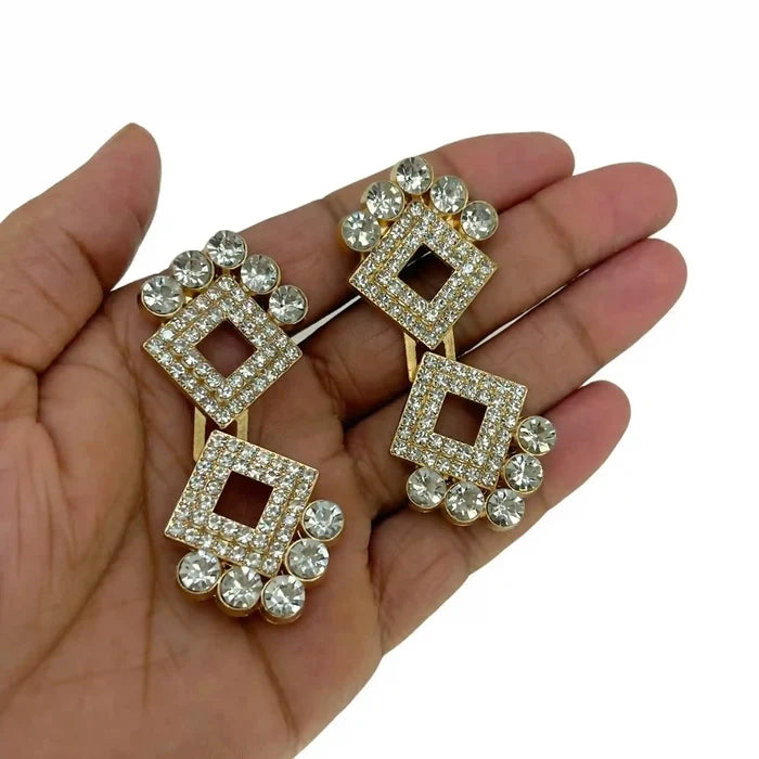 2 Pair | Rhinestone Square Frog Closure Buttons