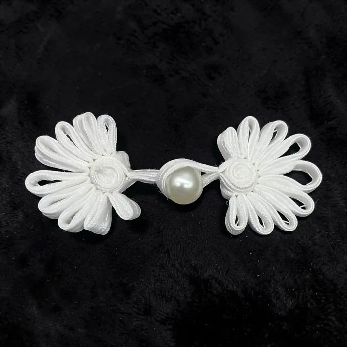 2 Pair | Satin Cord Pearl Frog Button