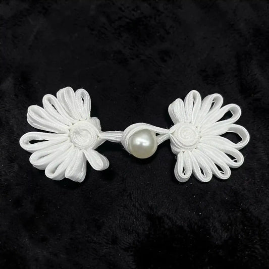 2 Pair | Satin Cord Pearl Frog Button