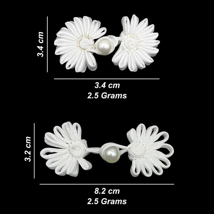 2 Pair | Satin Cord Pearl Frog Button