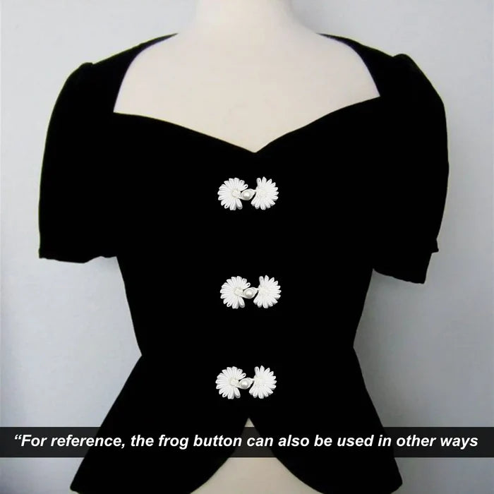 2 Pair | Satin Cord Pearl Frog Button