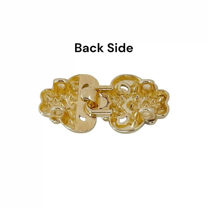 2 Pair | Scrollwork Rhinestone Frog Buckle