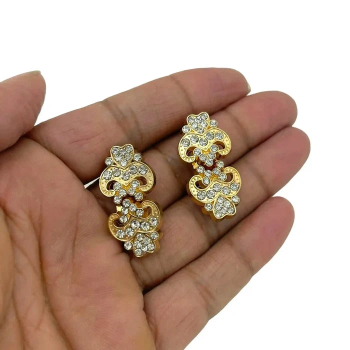 2 Pair | Scrollwork Rhinestone Frog Buckle