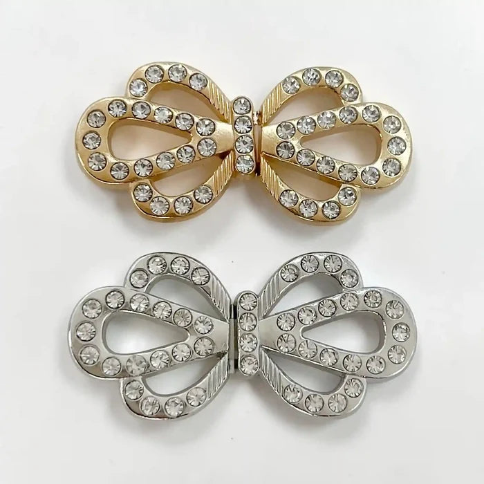 2 Pair | Sparkling Infinity Crystal Metal Frog Closure Buttons