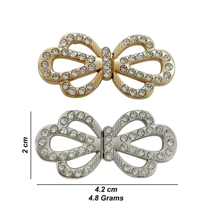 2 Pair | Sparkling Infinity Crystal Metal Frog Closure Buttons