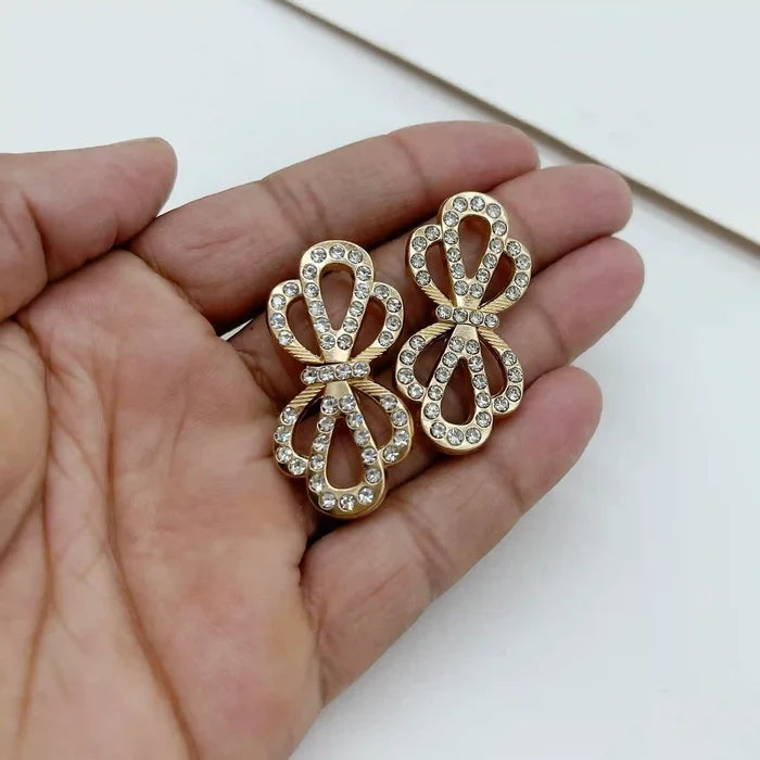 2 Pair | Sparkling Infinity Crystal Metal Frog Closure Buttons