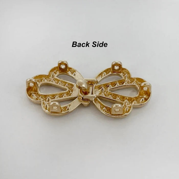 2 Pair | Sparkling Infinity Crystal Metal Frog Closure Buttons