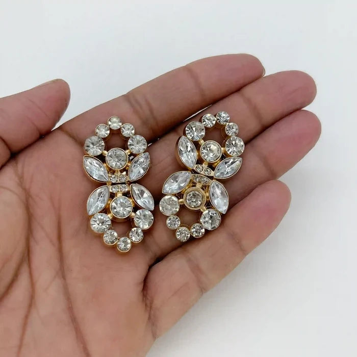2 Pair | Swaroski-Style Crystal Heart Inspire Frog Metal Closure Buttons