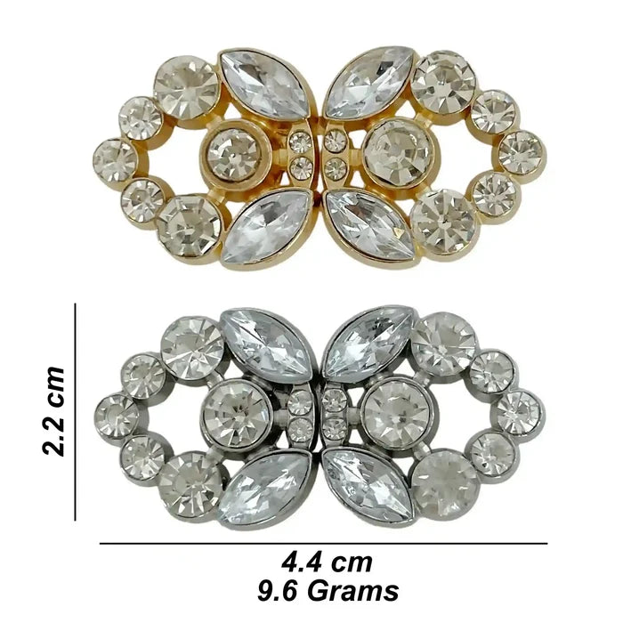 2 Pair | Swaroski-Style Crystal Heart Inspire Frog Metal Closure Buttons