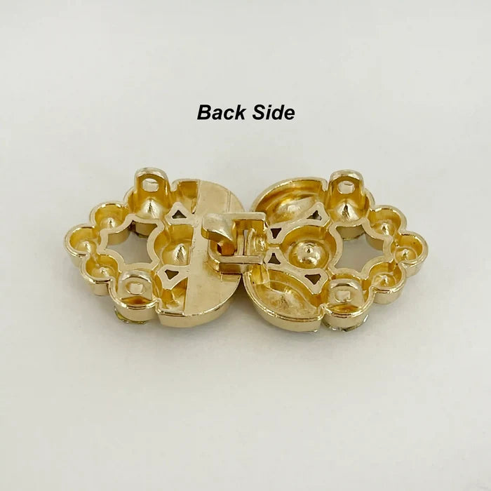 2 Pair | Swaroski-Style Crystal Heart Inspire Frog Metal Closure Buttons