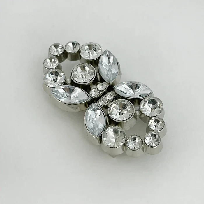 2 Pair | Swaroski-Style Crystal Heart Inspire Frog Metal Closure Buttons