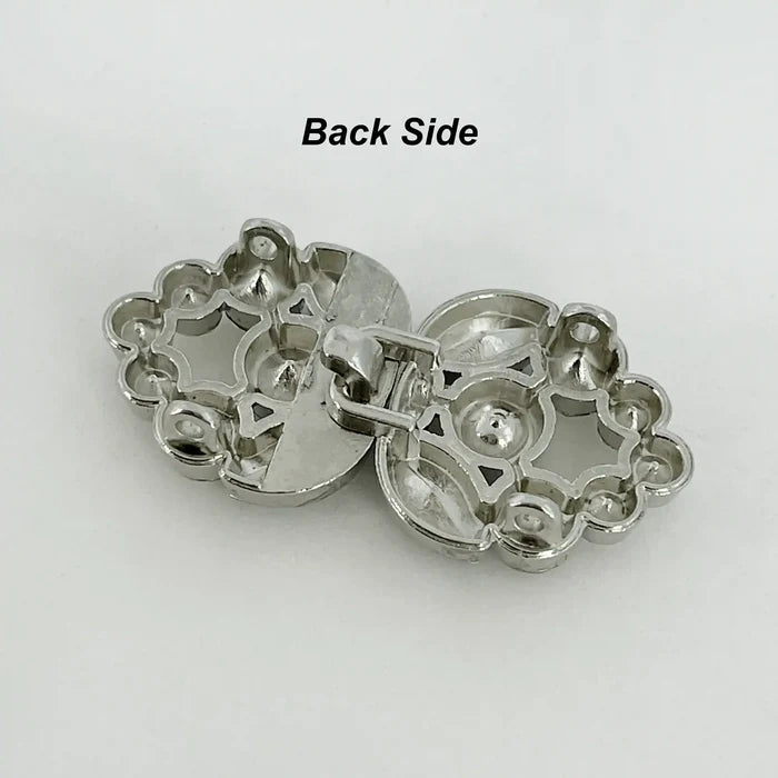 2 Pair | Swaroski-Style Crystal Heart Inspire Frog Metal Closure Buttons