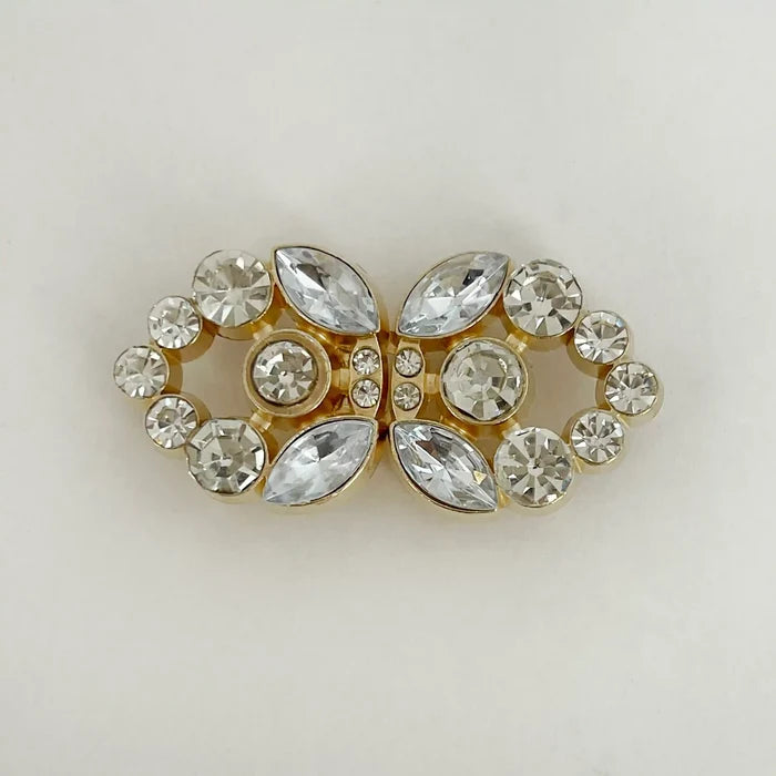 2 Pair | Swaroski-Style Crystal Heart Inspire Frog Metal Closure Buttons