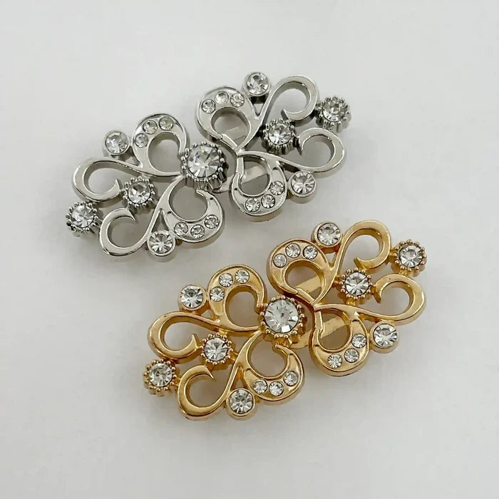 2 Pair | Swarovski-Style Crystal Frog Closure Buttons