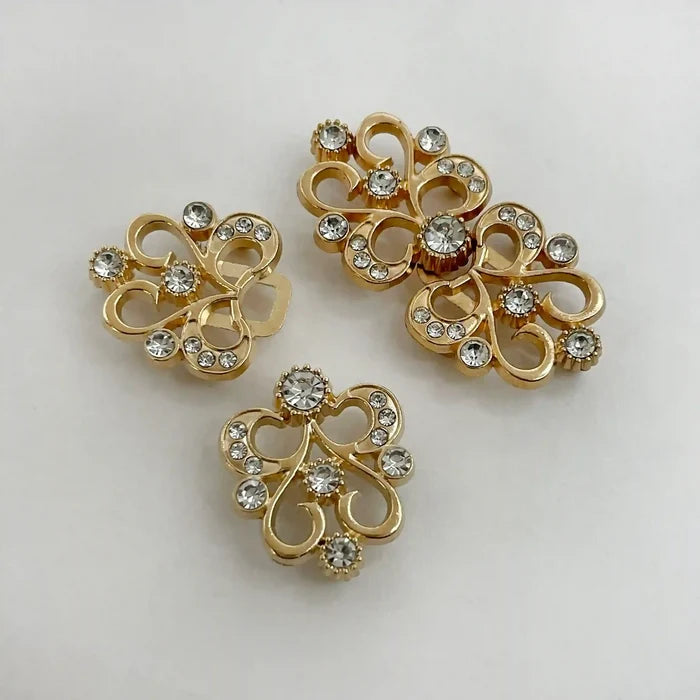 2 Pair | Swarovski-Style Crystal Frog Closure Buttons
