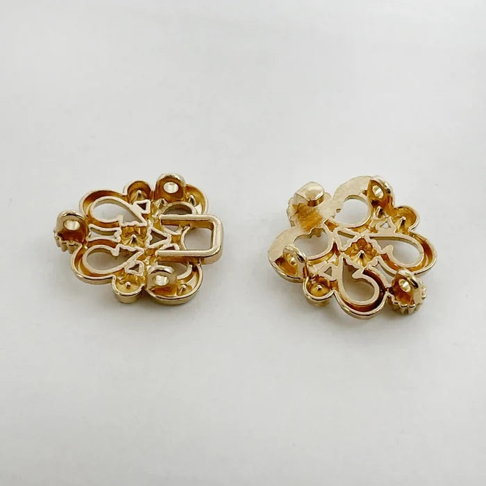 2 Pair | Swarovski-Style Crystal Frog Closure Buttons