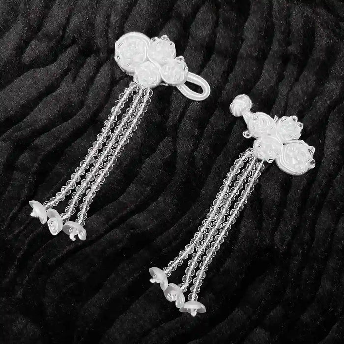 2 Pair | Tassel Floral Beads Frog Closure Buttons