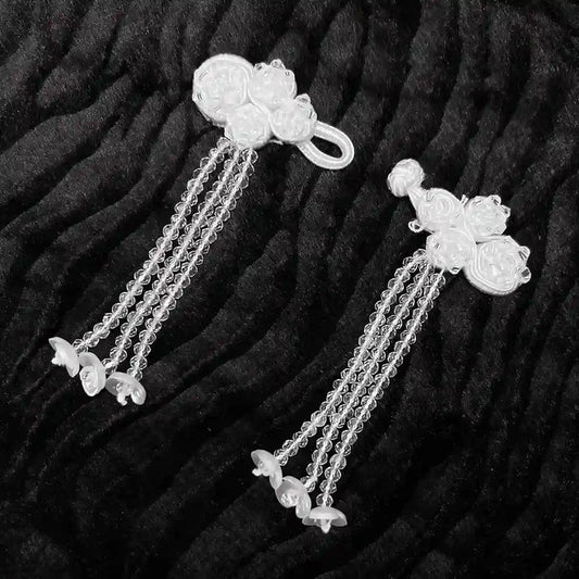 2 Pair | Tassel Floral Beads Frog Closure Buttons