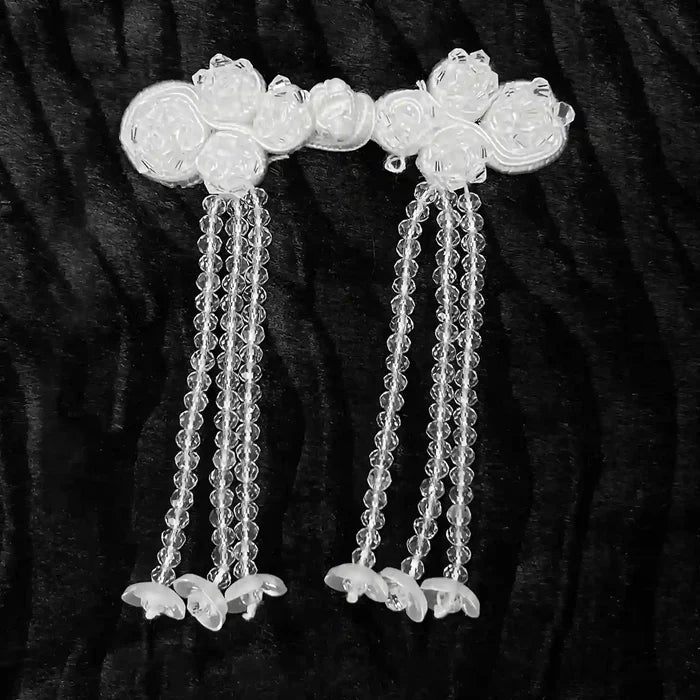 2 Pair | Tassel Floral Beads Frog Closure Buttons