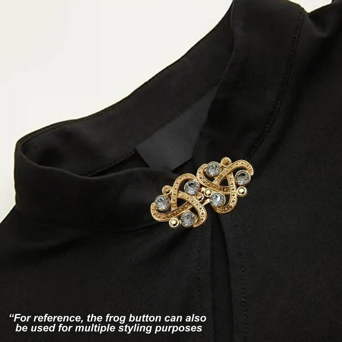 2 Pair | Triple-Loop Rhine Stone Frog Closure Buttons