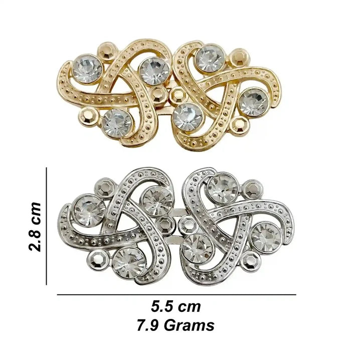 2 Pair | Triple-Loop Rhine Stone Frog Closure Buttons