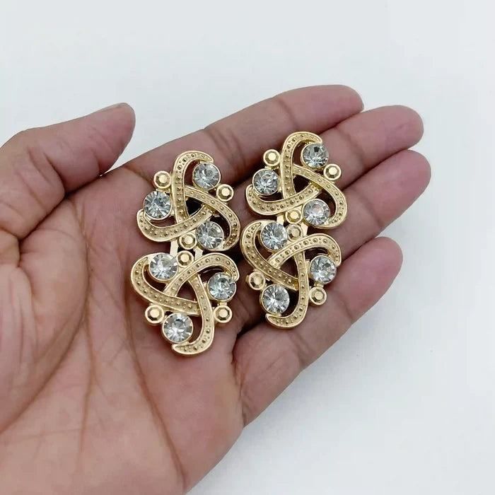 2 Pair | Triple-Loop Rhine Stone Frog Closure Buttons