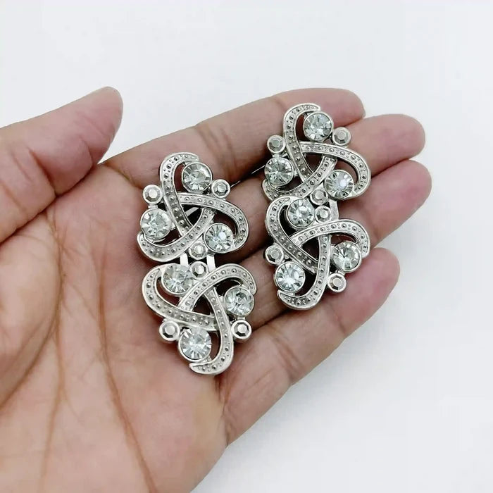 2 Pair | Triple-Loop Rhine Stone Frog Closure Buttons