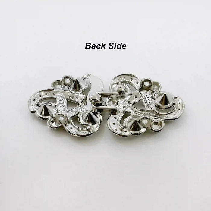 2 Pair | Triple-Loop Rhine Stone Frog Closure Buttons