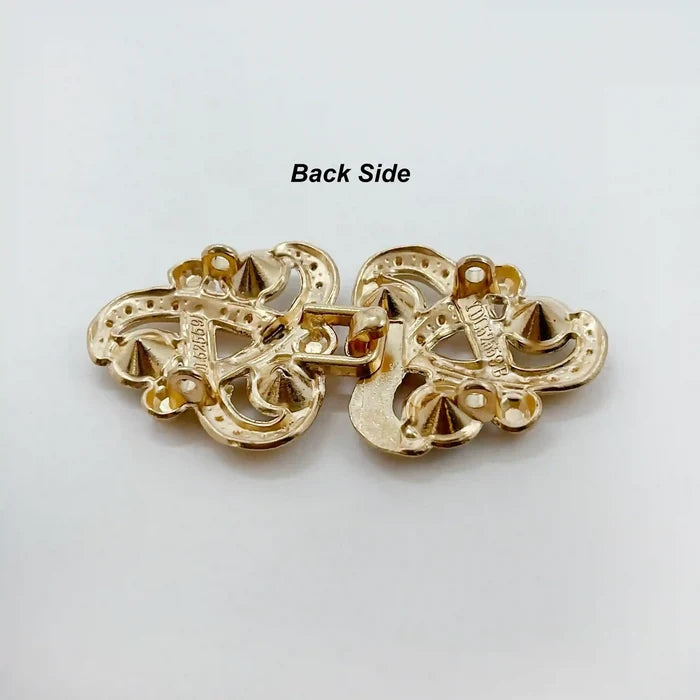 2 Pair | Triple-Loop Rhine Stone Frog Closure Buttons