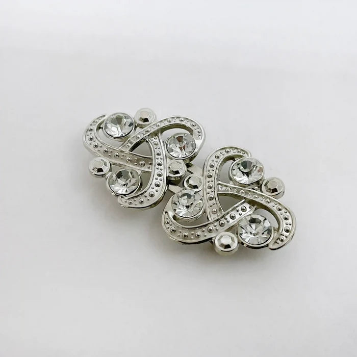 2 Pair | Triple-Loop Rhine Stone Frog Closure Buttons