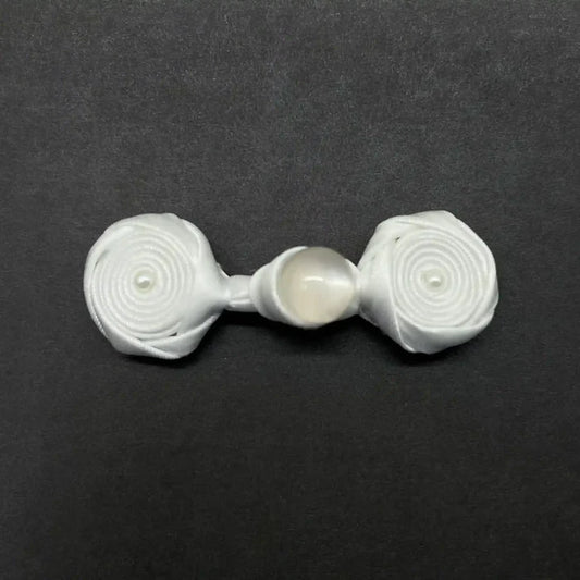 2 Pair | Triple Pearl Rose Frog Fastener