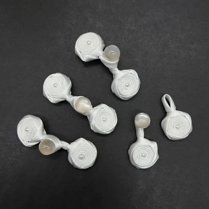 2 Pair | Triple Pearl Rose Frog Fastener