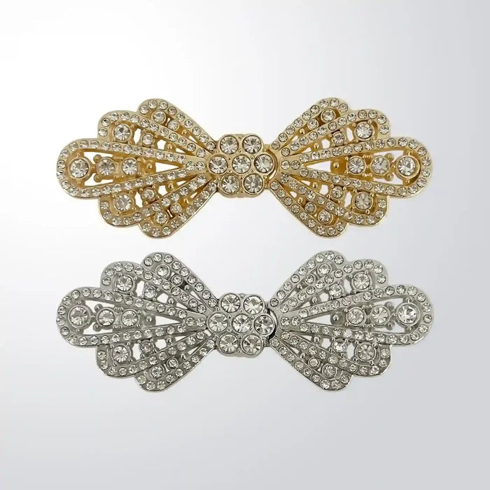 2 Pair | Victorian Filigree Crystal Metal Frog Closure Buttons