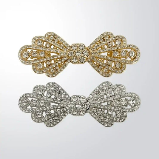 2 Pair | Victorian Filigree Crystal Metal Frog Closure Buttons