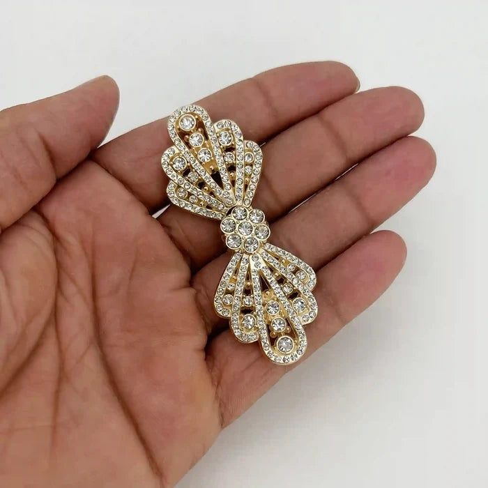 2 Pair | Victorian Filigree Crystal Metal Frog Closure Buttons