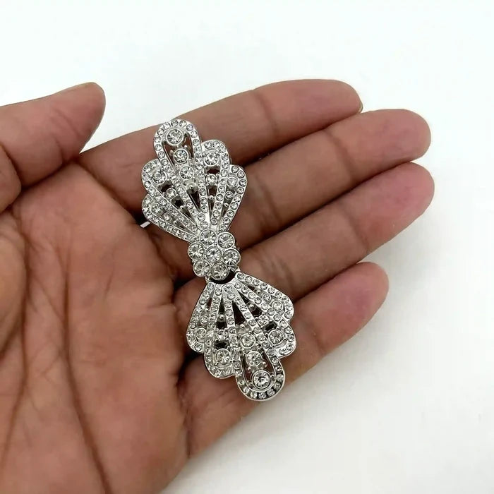 2 Pair | Victorian Filigree Crystal Metal Frog Closure Buttons