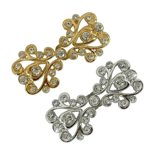 2 Pair | Victorian-Inspired Rhinestone Frog Closure Buttons