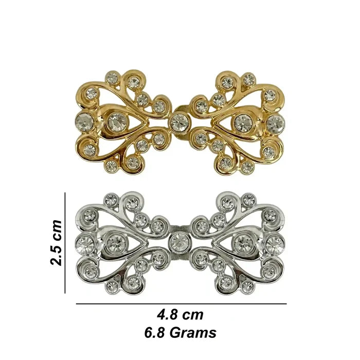 2 Pair | Victorian-Inspired Rhinestone Frog Closure Buttons