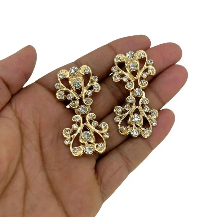 2 Pair | Victorian-Inspired Rhinestone Frog Closure Buttons