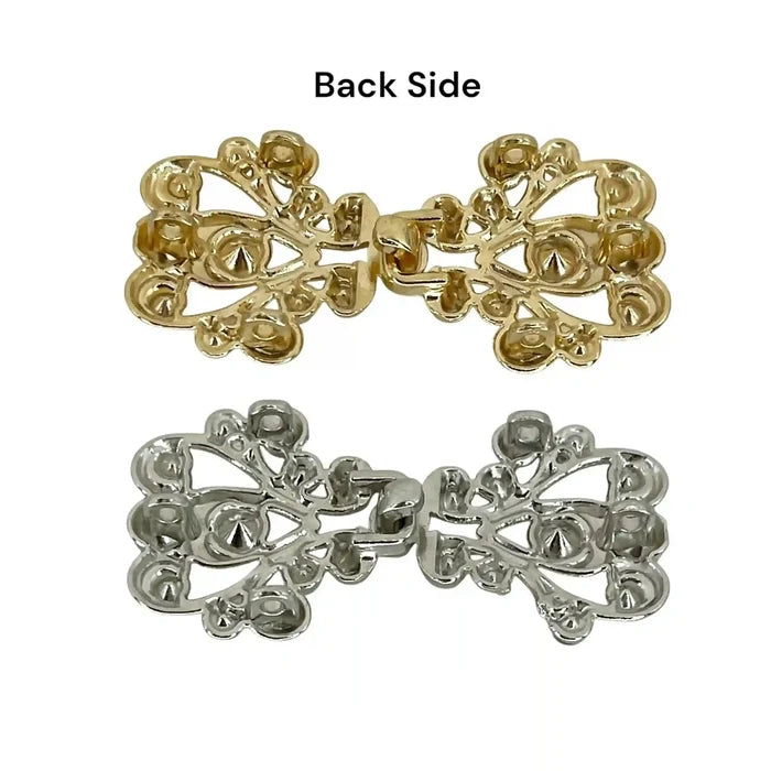 2 Pair | Victorian-Inspired Rhinestone Frog Closure Buttons