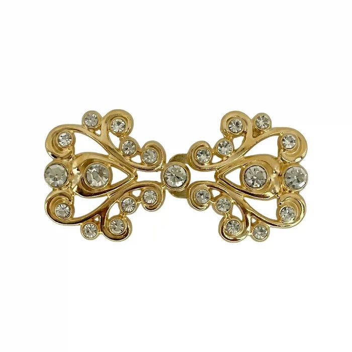 2 Pair | Victorian-Inspired Rhinestone Frog Closure Buttons