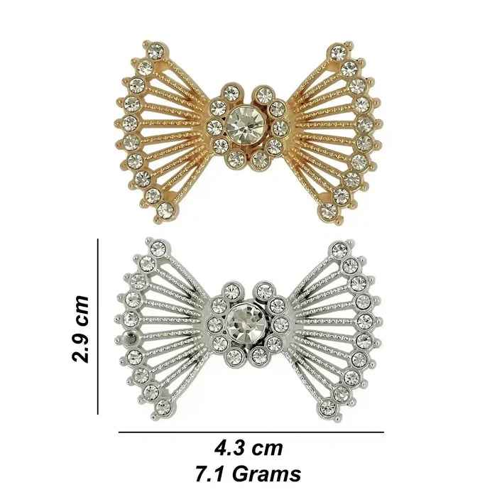 2 Pair | Vintage Style Crystal Rhinestone Metal Frog Closure Buttons