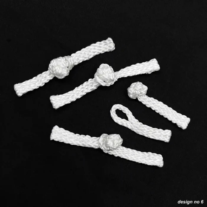 2 Pair | White Braided Pankou Fastener Frog Closure Buttons
