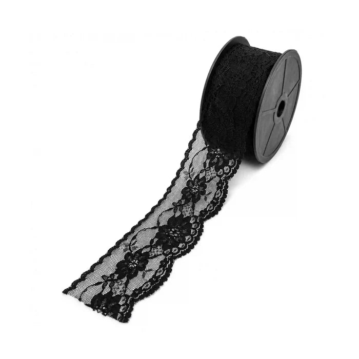 2.1 inch | Black Scalloped Floral Lace | 5 Meters | SKU-B4